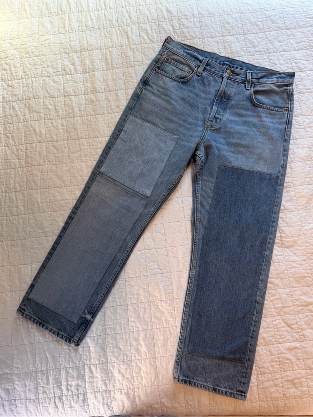 B Sides Patchwork Straight Leg Jeans 29